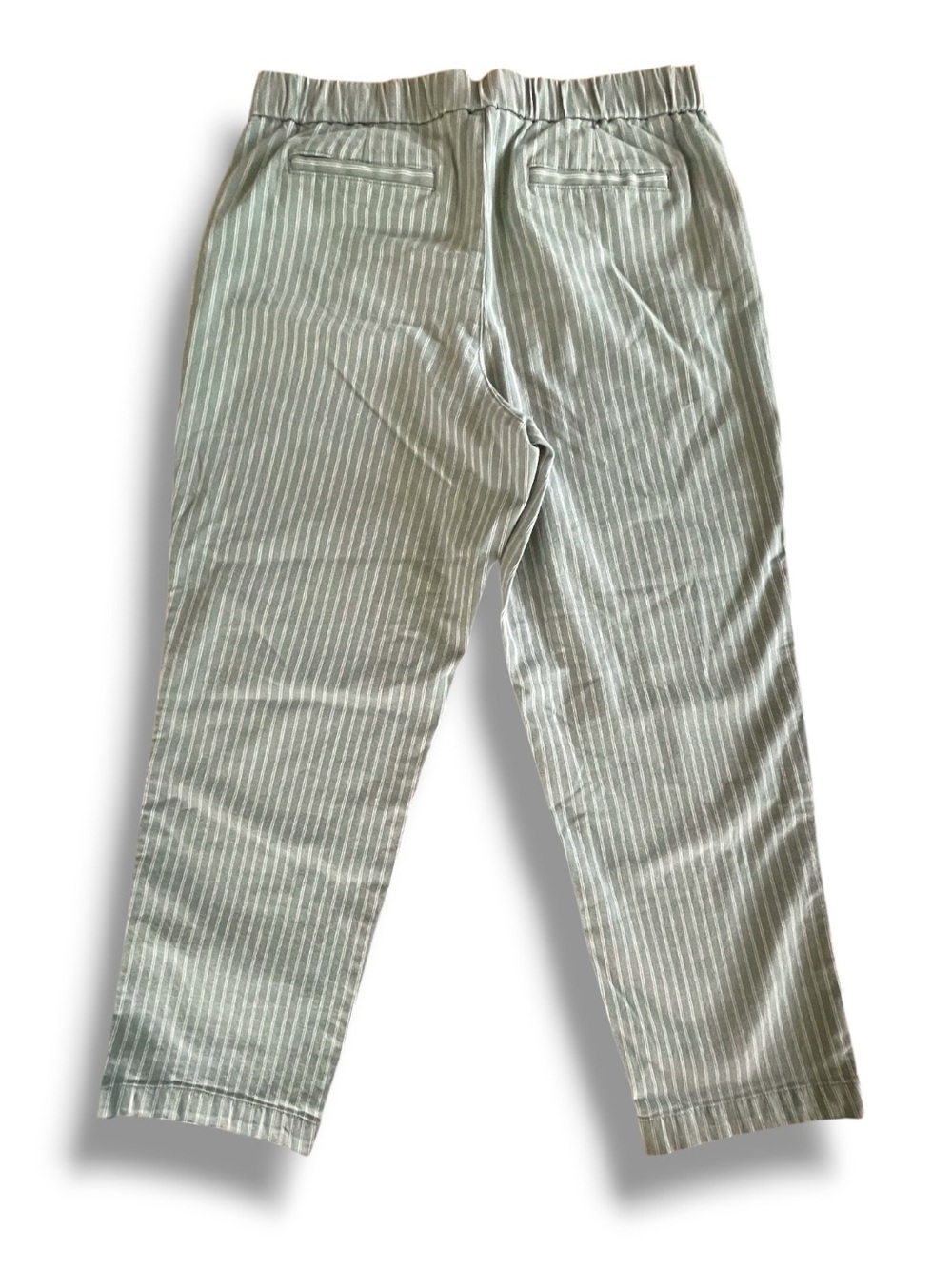 Lands’ End Sage Green Pinstripe Cropped Ankle Pants Mid Rise Cotton Blend - Picture 5 of 8